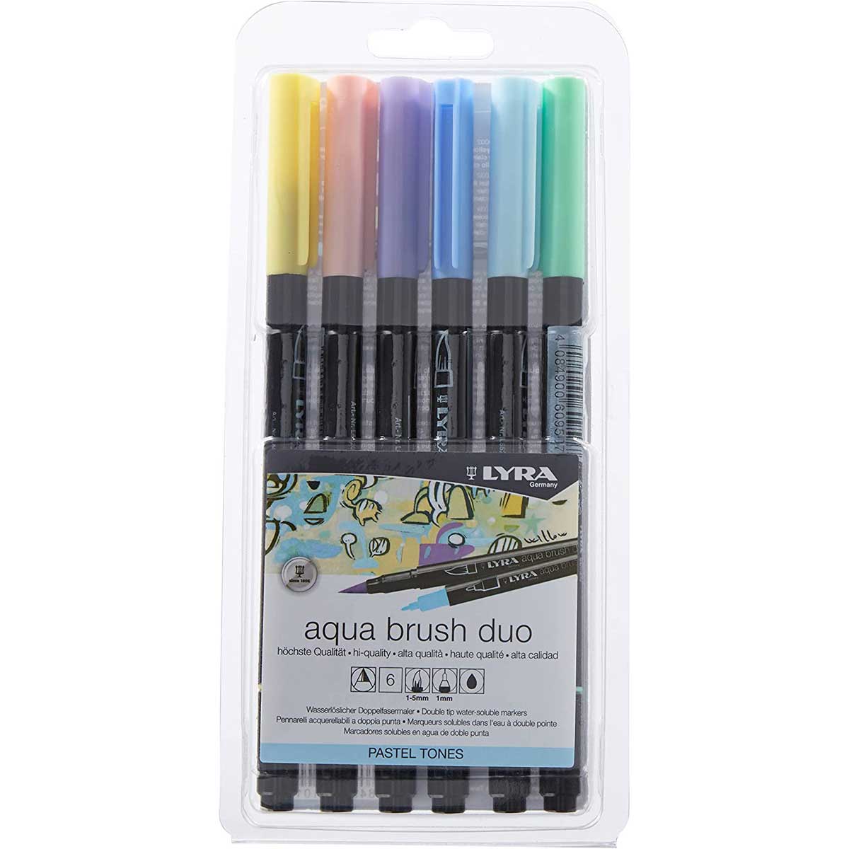 Set 6 pennarelli a doppia punta Lyra Aqua Brush Duo Pastel: Pennarelli di  Fila