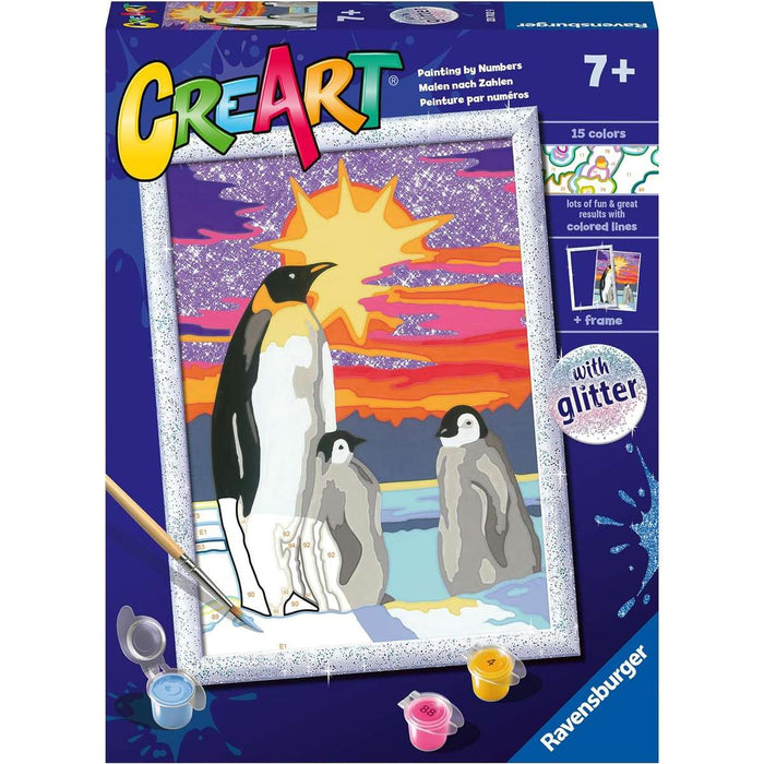 RAVENSBURGER - CREART SERIE D: PINGUINI, KIT PER DIPINGERE CON I